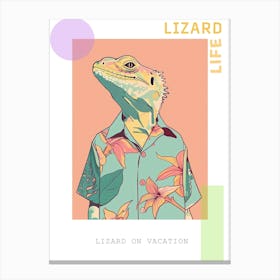 Lizard In A Floral Shirt Modern Colourful Abstract Illustration 6 Poster Canvas Print