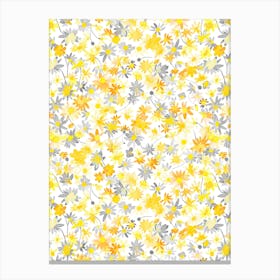 Daisies Floral Ultimate Gray Canvas Print