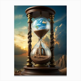 Hourglass With The Earth Canvas Print
