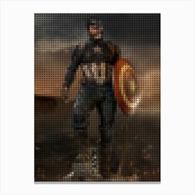Captain America In A Pixel Dots Art Style Canvas Print