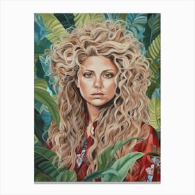 Floral Handpainted Portrait Of Shakira Canvas Print