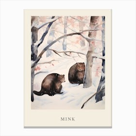 Winter Watercolour Mink 2 Poster Canvas Print