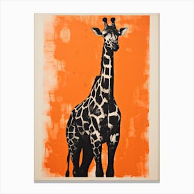 Giraffe, Woodblock Animal  Drawing 7 Canvas Print