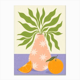 Oranges And A Plant Canvas Print