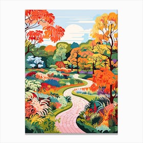 New York Botanical Garden, Usa In Autumn Fall Illustration 2 Canvas Print