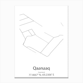 Qaanaaq,Greenland Minimalist Map Canvas Print