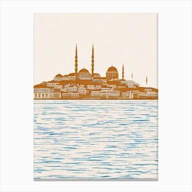Bosphorus Strait Istanbul Boho Landmark Illustration Canvas Print