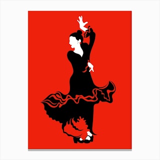 Flamenco Dancer Red & Black Canvas Print