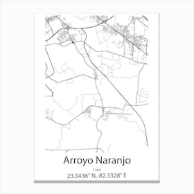 Arroyo Naranjo,Cuba Minimalist Map Canvas Print