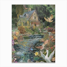 Collage Pond Monet Fairies Scrapbook 4 Canvas Print