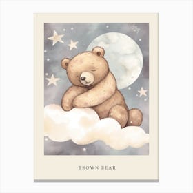 Sleeping Baby Brown Bear 1 Nursery Poster Canvas Print