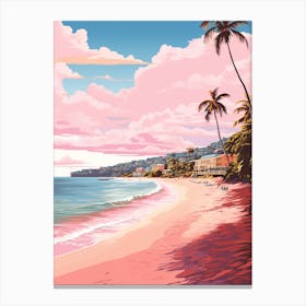 An Illustration In Pink Tones Of  Grand Anse Beach Grenada 1 Canvas Print
