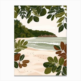 Beach Scene With Leaves Canvas Print