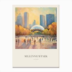 Millennium Park Chicago 2 Vintage Cezanne Inspired Poster Canvas Print