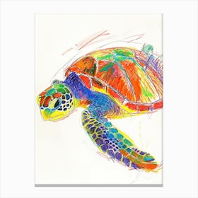Rainbow Turtle Scribble Crayon Drawing 6 Canvas Print