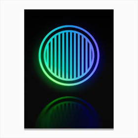 Neon Blue and Green Abstract Geometric Glyph on Black n.0453 Canvas Print