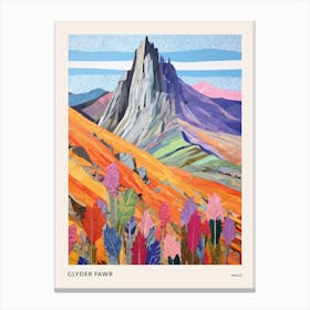 Glyder Fawr Wales 1 Colourful Mountain Illustration Poster Canvas Print