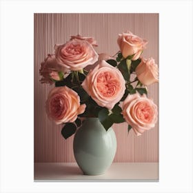 A Vase Of Pink Roses 28 Canvas Print