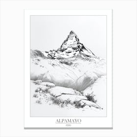 Alpamayo Peru Line Drawing 2 Poster Canvas Print