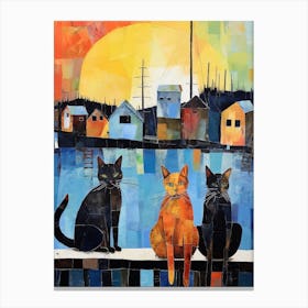 Three Cats At The Docks Canvas Print