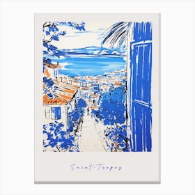 Saint Tropez France 2 Mediterranean Blue Drawing Poster Canvas Print