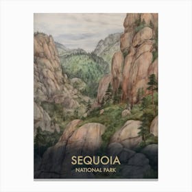 Sequoia National Park Watercolour Vintage Travel Poster 4 Canvas Print