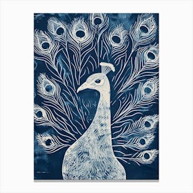 Peacock Feathers Out Linocut Inspired 5 Canvas Print