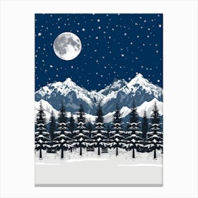 Winter Landscape With Snowy Mountains 1 Canvas Print