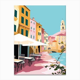 Collioure, France, Flat Pastels Tones Illustration 4 Canvas Print
