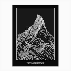 Tryfan Mountain Line Drawing 2 Poster Canvas Print