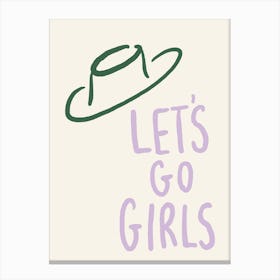 Let'S Go Girls green and lilac cowboy hat Canvas Print