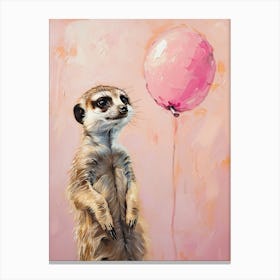 Cute Meerkat With A Balloon Painting With Pink Background 11b38652 3d1f 4eb8 B3b6 8b70e5424a09 With Balloon Canvas Print