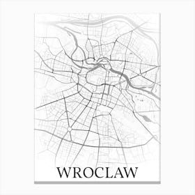 Wrocław, Poland, City Map, Black And White Fade Design Stampe su tela