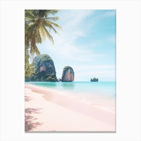 Phra Nang Beach Krabi Thailand Turquoise And Pink Tones 2 Canvas Print