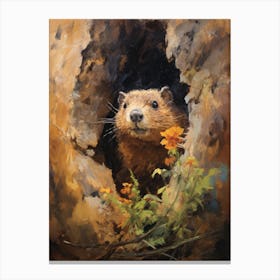 Marmot In A Hole Canvas Print