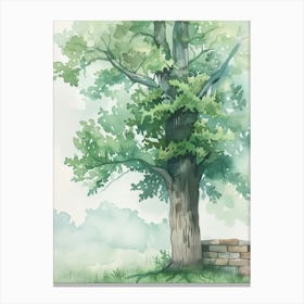 Ash Tree Atmospheric Watercolour Painting 2 Canvas Print