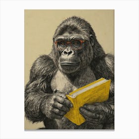 Gorilla Reading A Book 3 Canvas Print