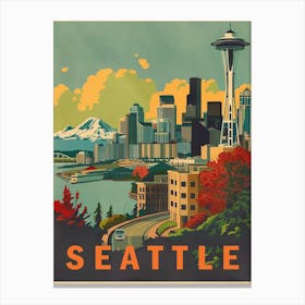 Seattle Vintage Travel Poster 2 Canvas Print