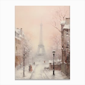 Dreamy Winter Painting Paris France 3 Canvas Print
