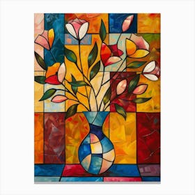 Stained Glass Flowers In A Vase 1 Canvas Print