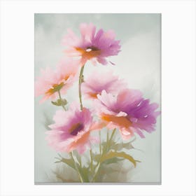 Aster Flowers Acrylic Pastel Colours 3 Canvas Print