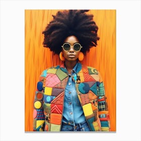 Afro Fashionista Pencil Drawing 1 Canvas Print