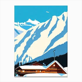 Les Diablerets, Switzerland Midcentury Vintage Skiing Poster Canvas Print