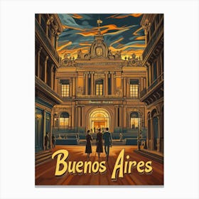 Aihrgdesign A Retro Travel Poster For Buenos Aires Featuring 3 Canvas Print