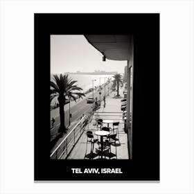Poster Of Tel Aviv, Israel, Mediterranean Black And White Photography Analogue 3 Canvas Print