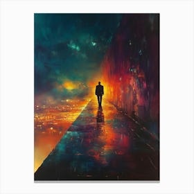 Man Walking In The Dark Canvas Print