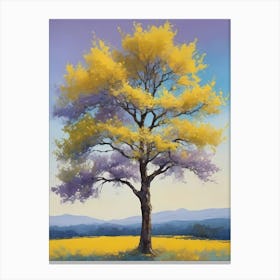 Painting Of A Tree, Yellow, Purple (31) Canvas Print