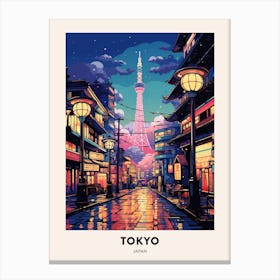 Winter Night  Travel Poster Tokyo Japan 2 Canvas Print