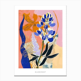 Colourful Flower Illustration Poster Bluebonnet 5 Canvas Print
