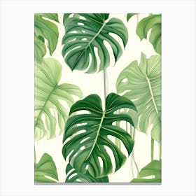 Monstera Leaves Seamless Pattern 2 Canvas Print